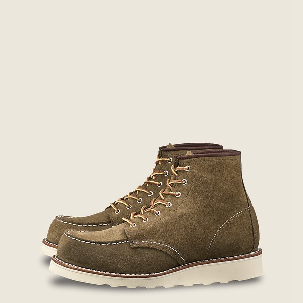 Red Wing Womens 6-inch Classic Moc – Short Mohave Leather - Heritage Boots Olive - 8107QUBOC